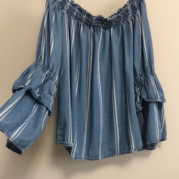 “Cold Shoulder” Chambray Top - Picture 3 of 4